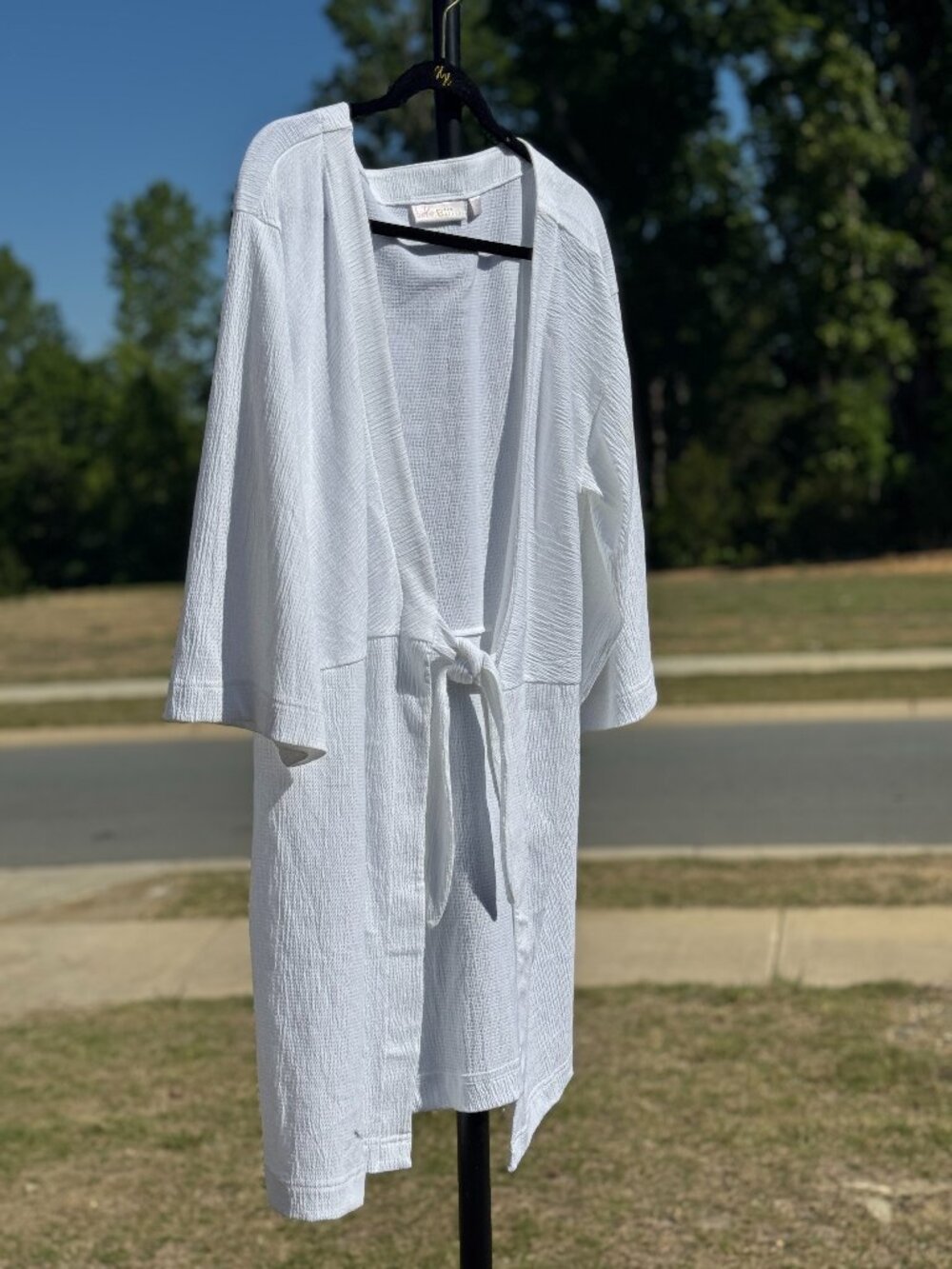 Belle by Kim Gravel White Tie Front Kimono Cover Up Cardigan Size M